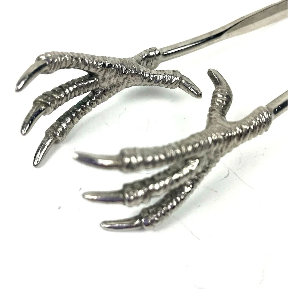 VTG Arthur Court Designs Chicken Claw Ice Tongs Silver Tone Metal Serving Tongs